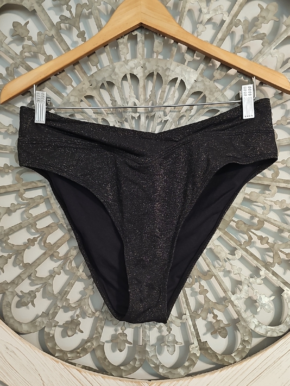 NWT Cupshe Shimmery Black High-Cut Bikini Bottoms